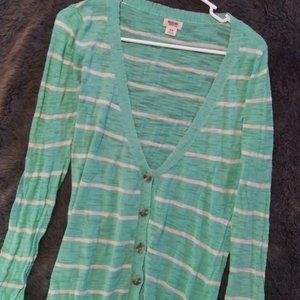 Green Striped Cardigan